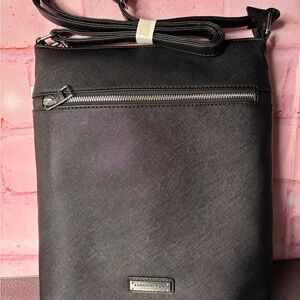 London Fog Black Textured Crossbody Messenger